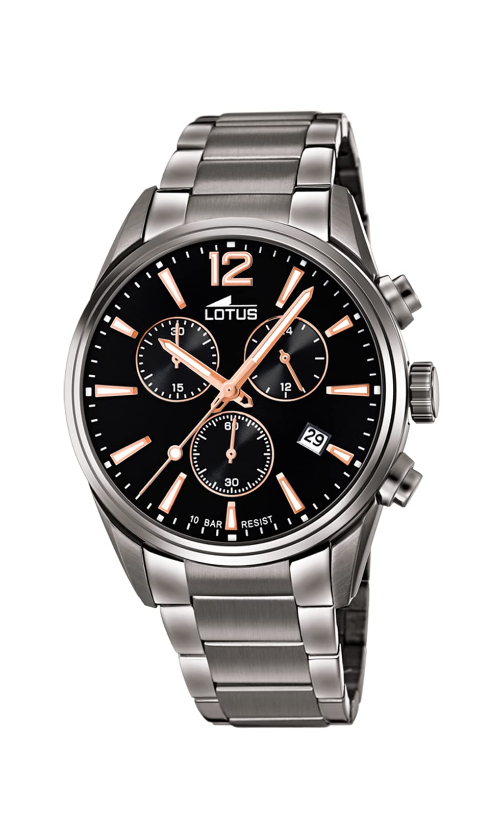 LOTUS Reloj Hombre 18682/2 Chrono Caja de Acero Inoxidable 316l Gris Correa de Acero Inoxidable 316l Gris