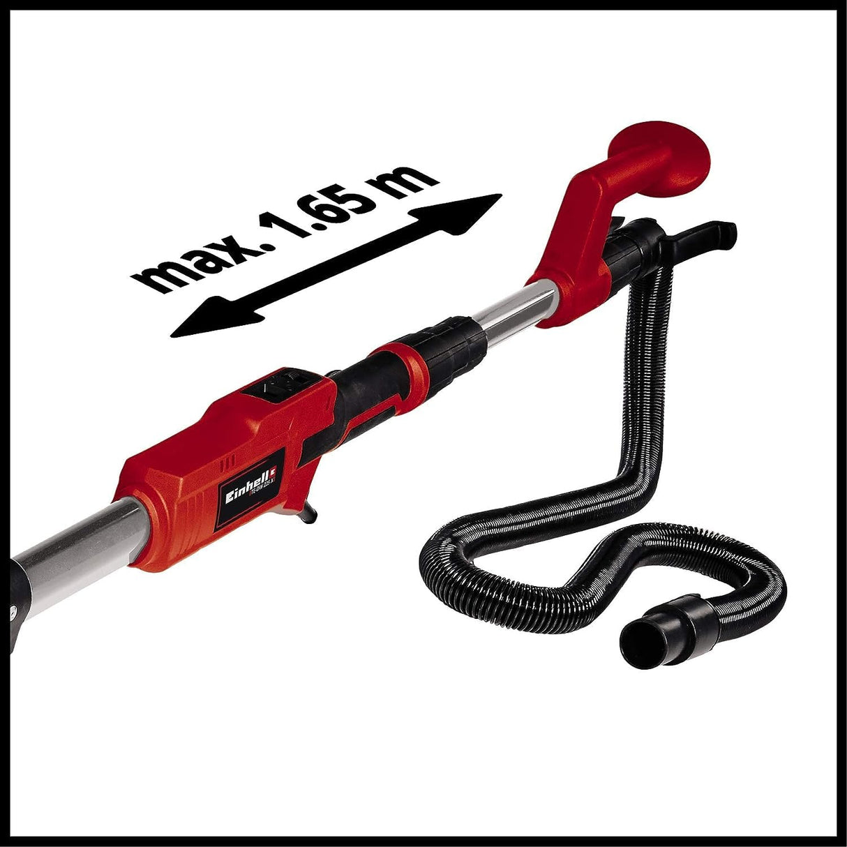 Einhell Lijadora de pared TE-DW 225 X (750 W, Ø225 mm, 285x285x285 mm papel de lija, plato intercambiable, mango telescópico 165 cm, incl. muelas abrasivas + paños de rejilla en el maletín)