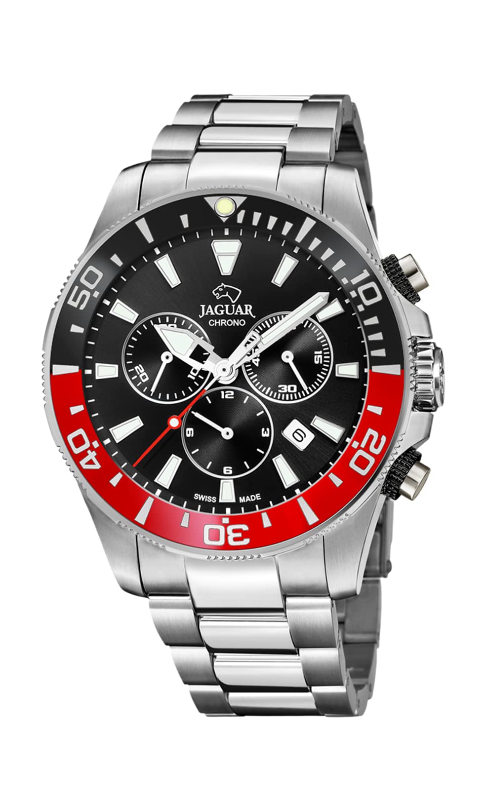 JAGUAR Reloj Modelo J861/5 de la colección Executive, Caja de 43,5 mm Negro con Correa de Acero para Caballero