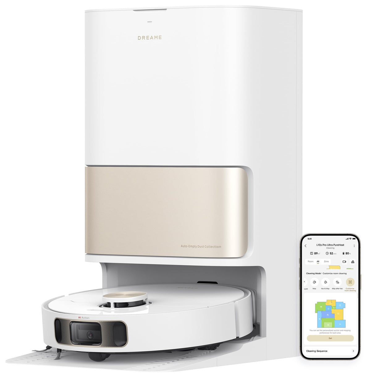 DREAME L10S Pro Ultra Heat Robot Aspirador y Friegasuelos con Base de Autovaciado Blanco