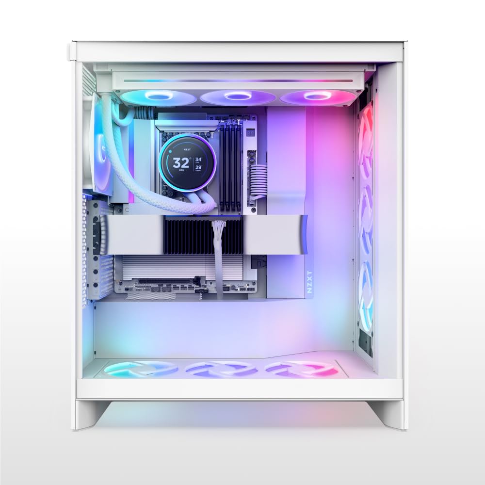 NZXT Placa Base para Juegos N9 X870E - AMD X870E AM5 ATX para Ryzen 9000/8000/7000-20+2+1, DDR5, 4X M.2, PCIe 5.0, 5GbE – Cierres de liberación rápida M.2, Cubierta de Metal Completo, PCB Blanco
