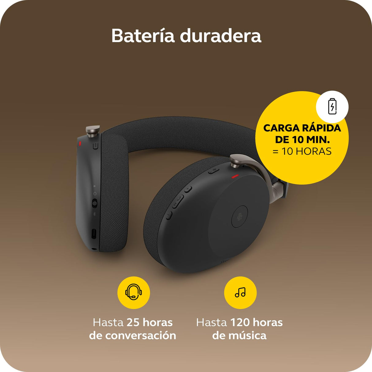 Jabra Evolve3 85 Auriculares Over-Ear Bluetooth Inalámbricos con Micrófono para Trabajo, USB-C, IA Llamadas, Cancelación Ruido Activa Adaptativa, 25h Batería, MS Teams Certificado, Negro