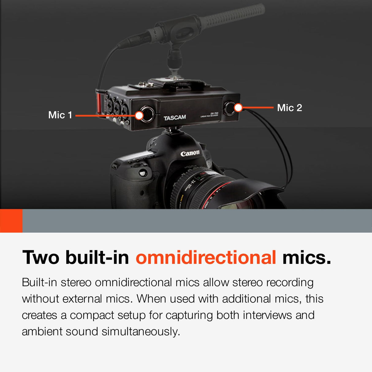 TASCAM Grabadora de audio portátil de 4 canales para videógrafos, 4 entradas combinadas XLR/TRS, 2 micrófonos internos, limitador, filtro HP (DR-70D)
