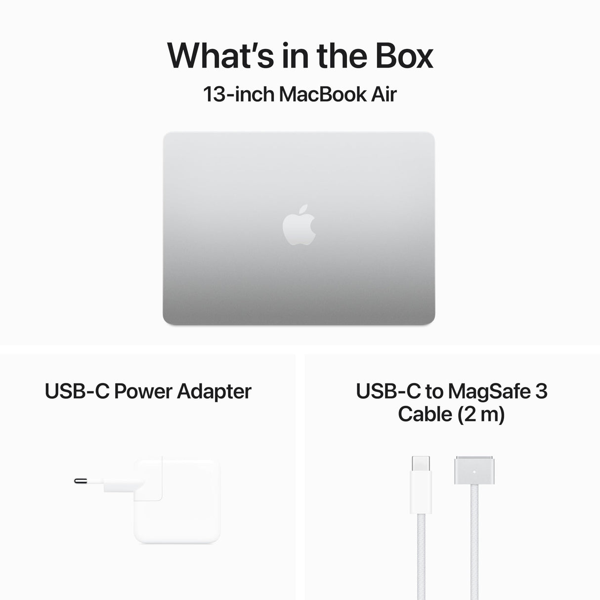 Apple 2024 MacBook Air (de 13 polegadas, Processador M3 da Apple com CPU 8‑Core e GPU 10‑Core, 16GB Memória unificada, 512 GB) - Prateado