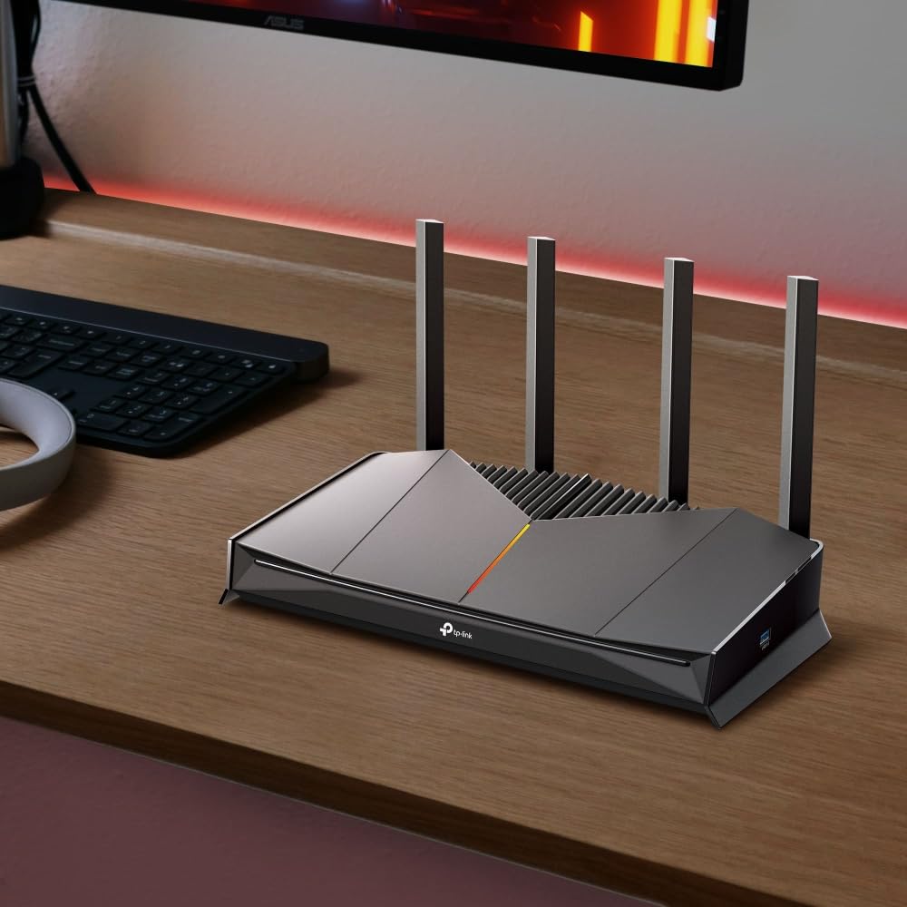 TP-Link Archer GE230 Wi-Fi 7 Gaming Router, WiFi de Doble Banda BE3600, 2 Puertos × 2,5 Gbps + 3 × Puertos Gigabit, MLO, HomeShield, USB 3.0, EasyMesh, Red privada para Gamers, iluminación RGB sin
