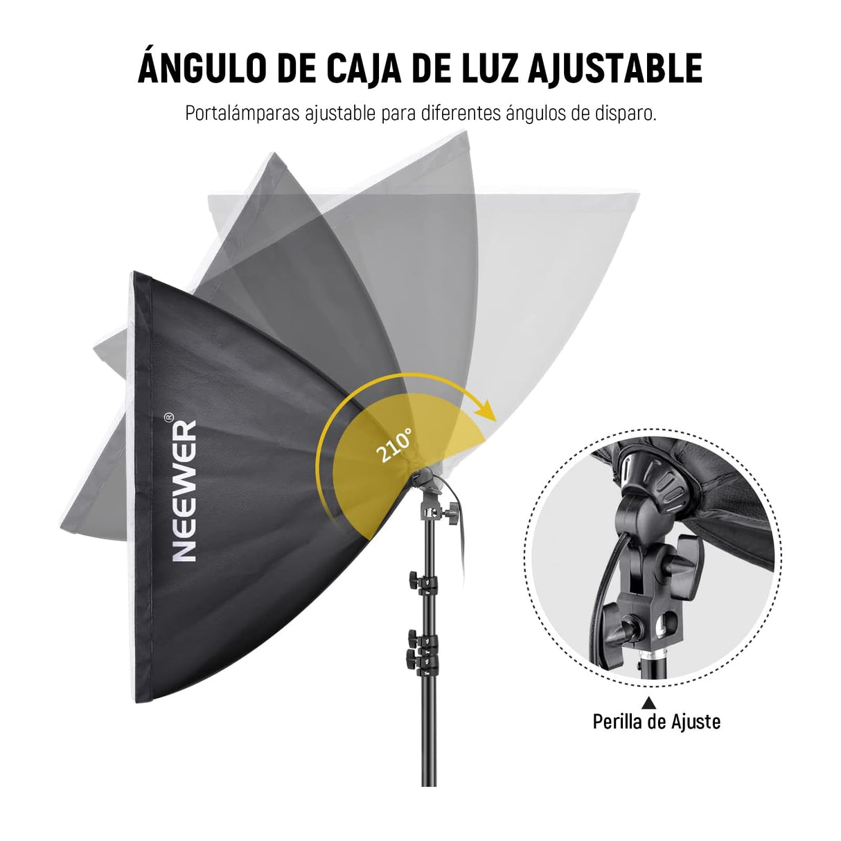 NEEWER Kit de Iluminación Continua de Caja de Luz Equivalente a 700W,2 Bombillas de LED de 5700K,60x60cm Softbox con Enchufe E27 para Equipo de Estudio Fotográfico