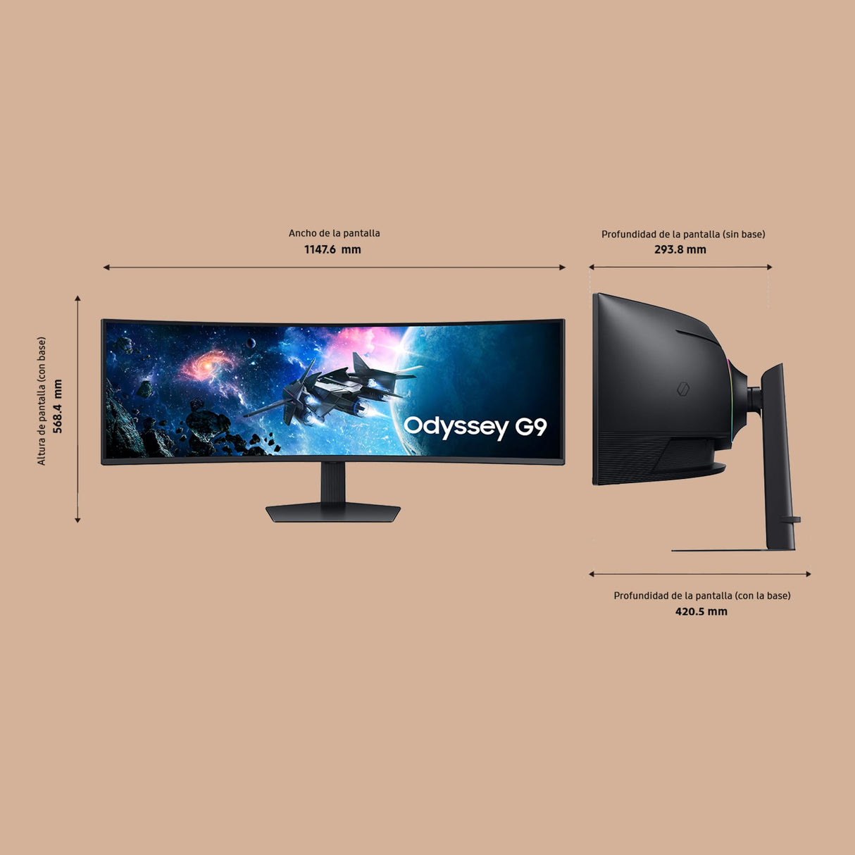 SAMSUNG LS49CG954EUXEN - Monitor Curvo Gaming 49'' Dual QHD, 5120x1440, 32:9, 2500:1, 1000R, 240 Hz, 1 ms, 360 CD/m², HDMI, FreeSync Premium Pro, Negro