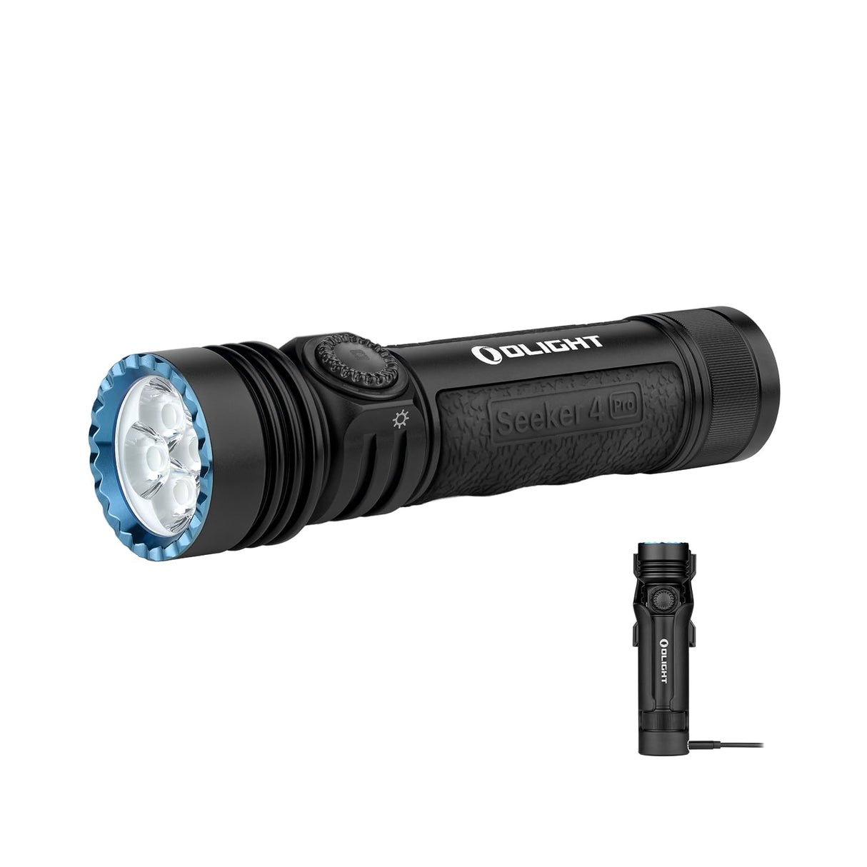 OLIGHT Seeker 4 Pro LED 4600LM 260M Recargable Funda de USB-C o Carga Magnética con Sensor Alta Potencia IPX8 Potente Linterna Largo Alcance de Comping y Senderismo(Blanco Frío, Negro)