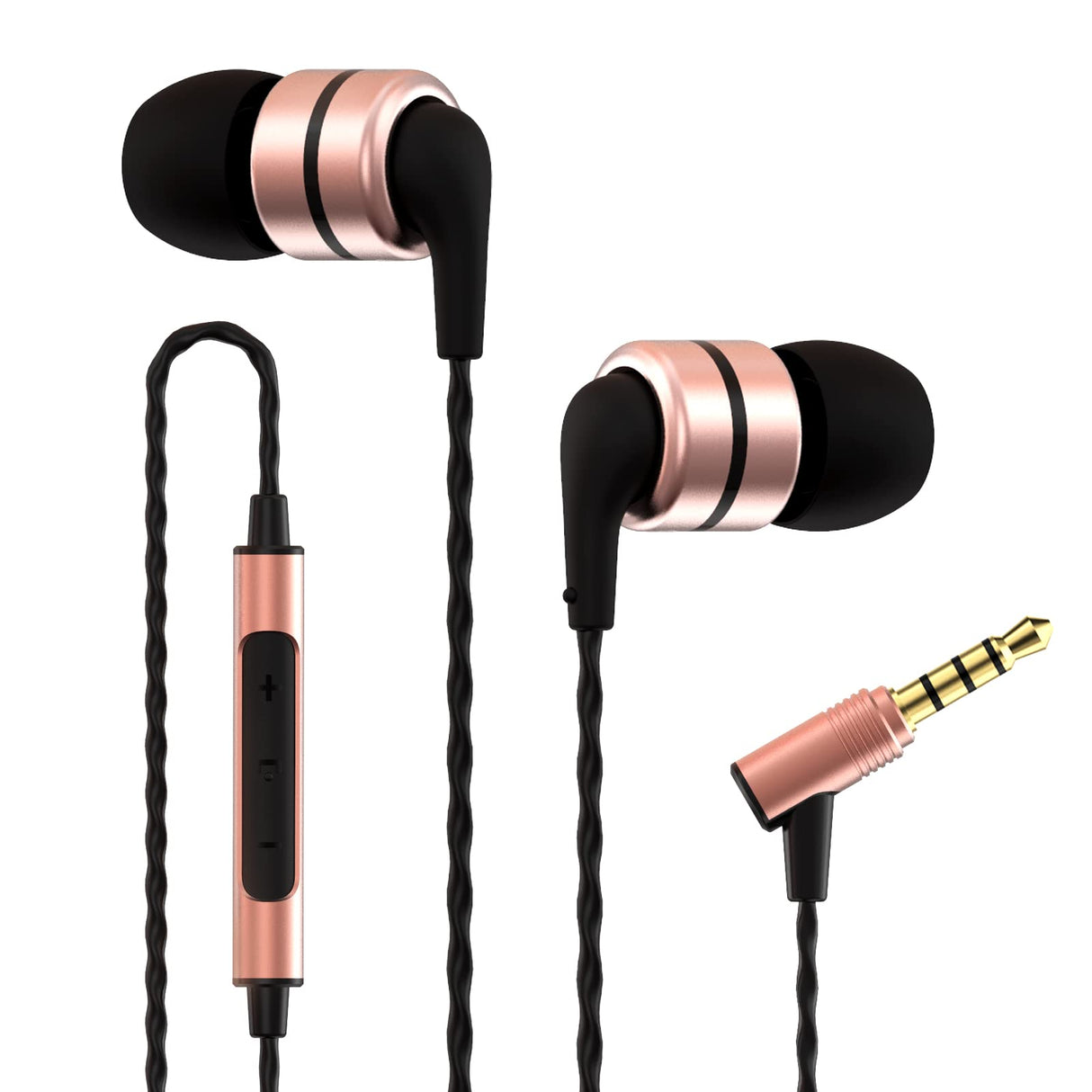 SoundMAGIC Auriculares In-Ear con micrófono, E80C Auriculares, Estéreo Auriculares con Cable para teléfonos Inteligentes, Conector Universal de 3,5 mm, cancelación de Ruido,Graves potentes,Dorado