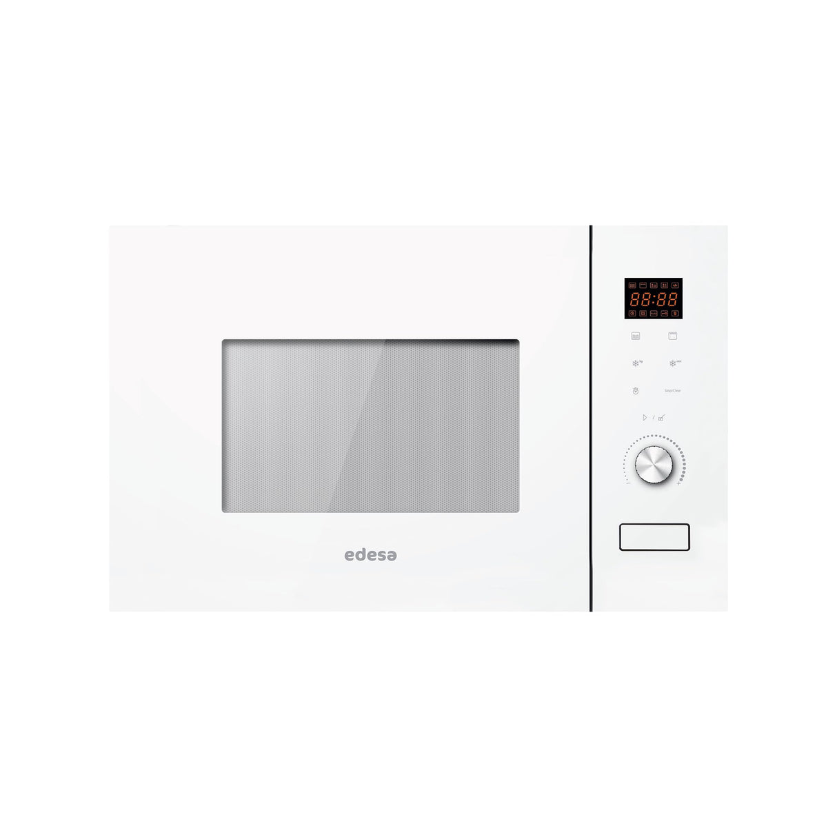 EDESA Microondas EMW-2020-IG WH de encastre de 20 litros, 800W y con grill 1000W Recinto interior de acero inoxidable Funciones de Descongelación y calentamiento Ancho 59.5 Color Blanco