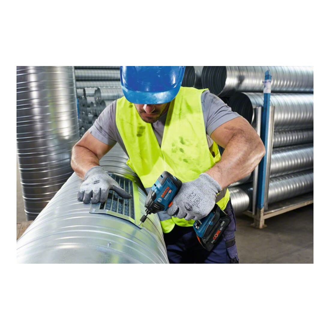 Bosch Professional 18V System GDR 18V-210 C - Atornillador de impacto a batería ( 210 Nm, par de desapriete 370 Nm, Connectivity, 2 baterías ProCORE18V x 4.0Ah, en L-BOXX)