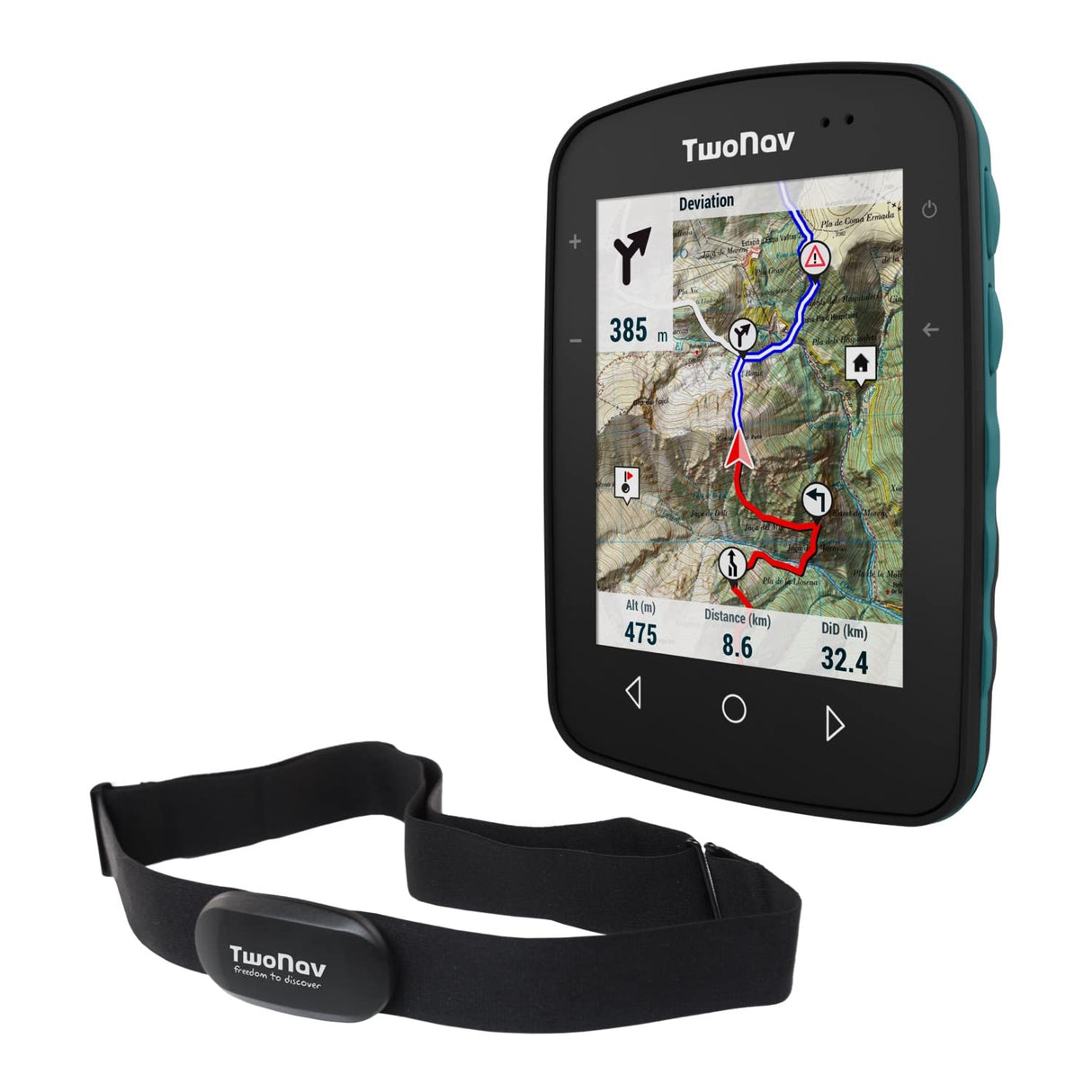 TwoNav Terra + Pulsómetro, GPS con Pantalla Amplia 3.7 Pulgadas para montaña, Senderismo, MTB, Bicicleta con mapas incluidos Mejor GPS MTB del 2023 según World of MTB,Turquesa