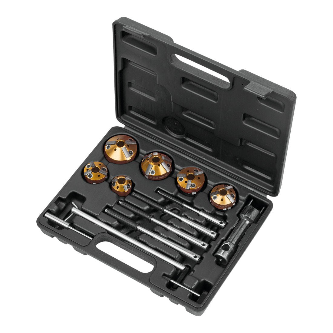 KS Tools 150.3570 Juego universal de fresado de válvulas para preparación de asientos de válvula, 12 pzs