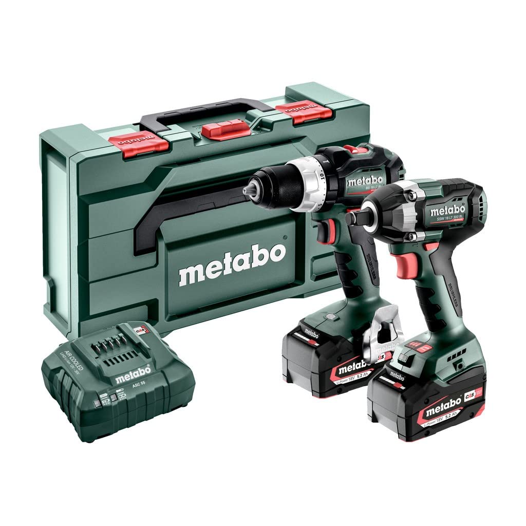 Metabo BSLBL+SSWLT300BL - Taladro atornillador inalámbrico, llave de impacto inalámbrica + batería, cargador