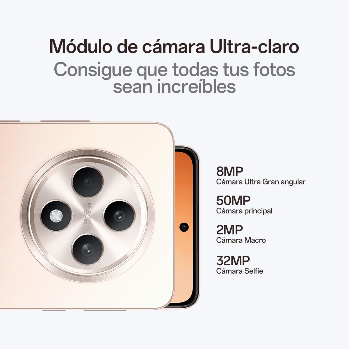 OPPO Reno12F 4G - Smartphone Libre con IA, 16GB (8GB+8GB) 256GB, Pantalla 2.5D AMOLED 6.7", Cámara 50+8+32 MP, Android, IP64, Batería 5000mAh, Carga Rápida 45W, Cargador Incluido - Amber Orange