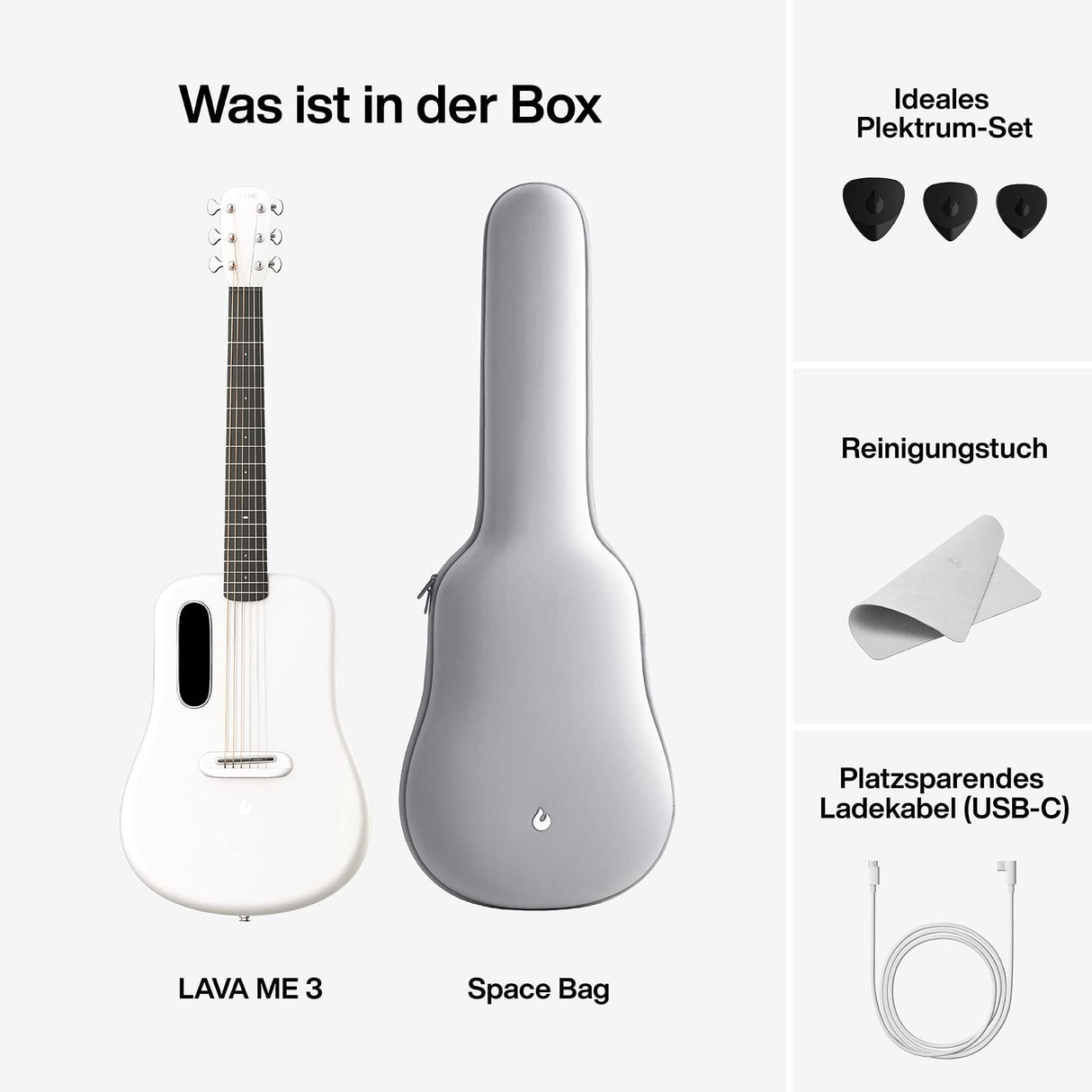 LAVA ME 3 Guitarra Inteligente Acústica de Fibra de Carbono con Afinador, Ideal para Principiantes y Profesionales 36 Pulgadas ( Sutido, Bolsa Pianista )