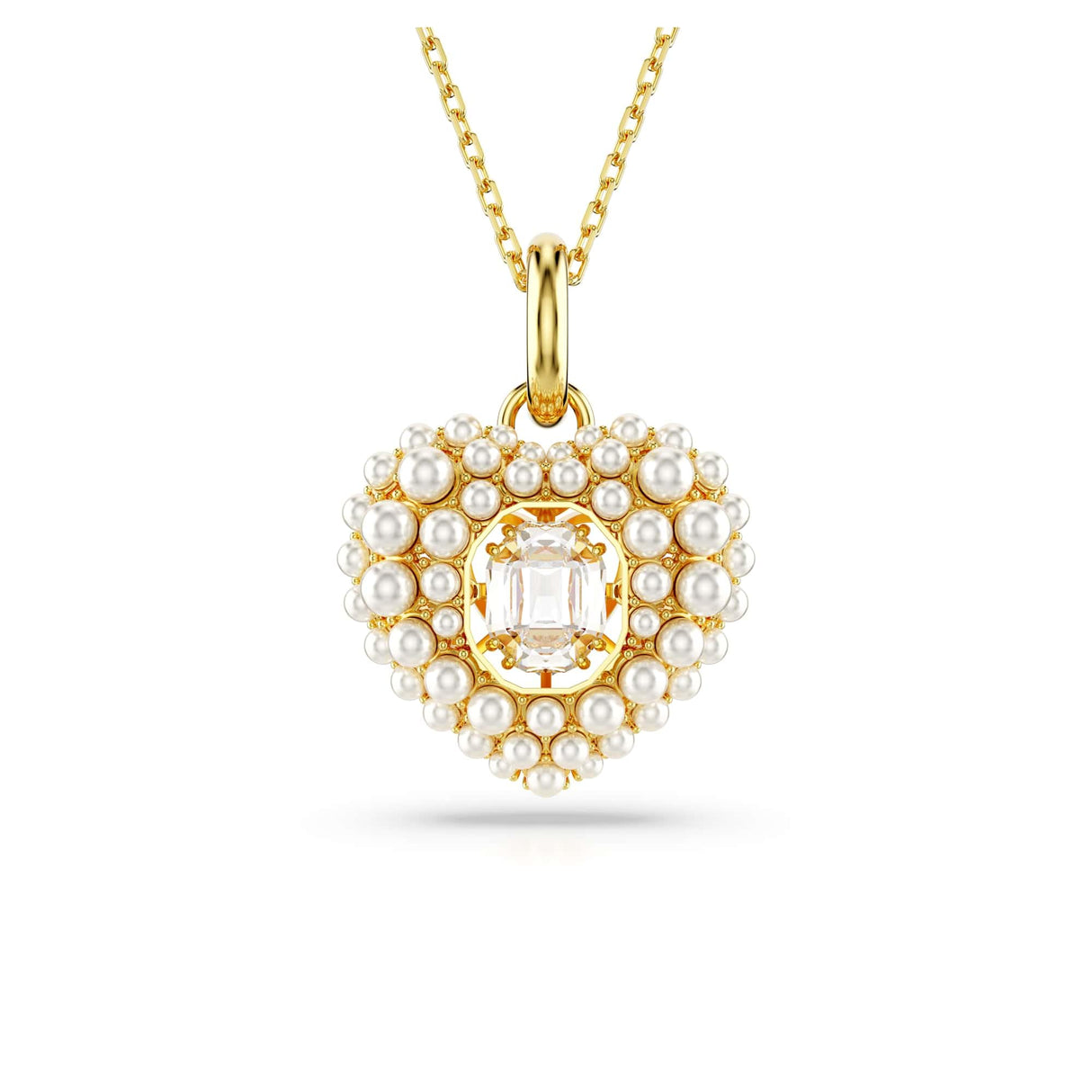 Swarovski Colgante Hyperbola, Corazón, Blanco, Baño tono oro