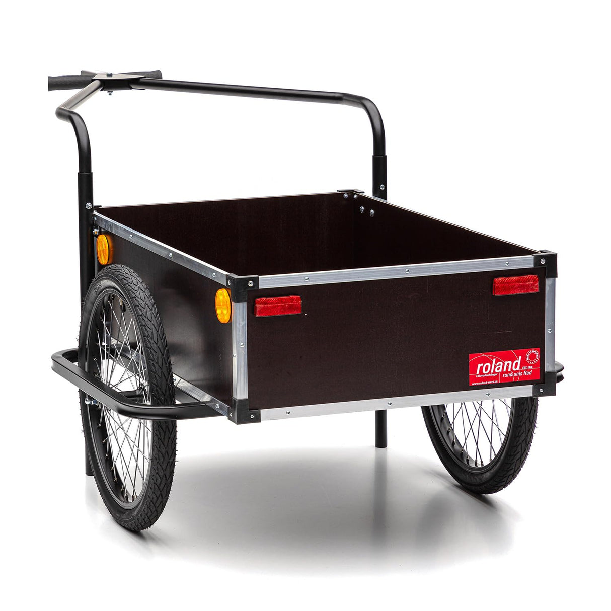 ROLAND Remolque Profesional para Bicicleta, Caja de Transporte, para Carga, con Doble Barra de Acoplamiento, Madera, Acero