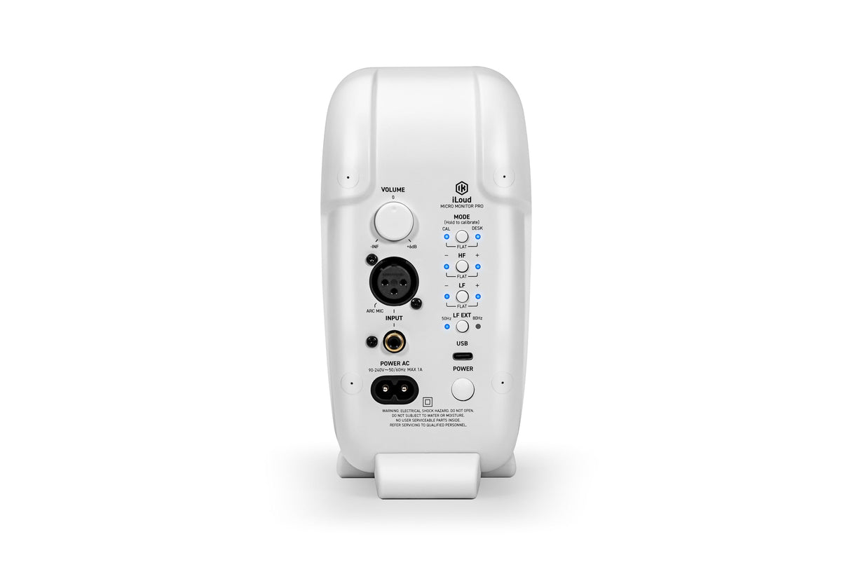IK Multimedia iLoud Micro Monitor Pro Blanco (par) 50 W portátil y potente monitor de estudio de referencia, amplificador de alta eficiencia clase D, controladores hechos a medida para mezclar música
