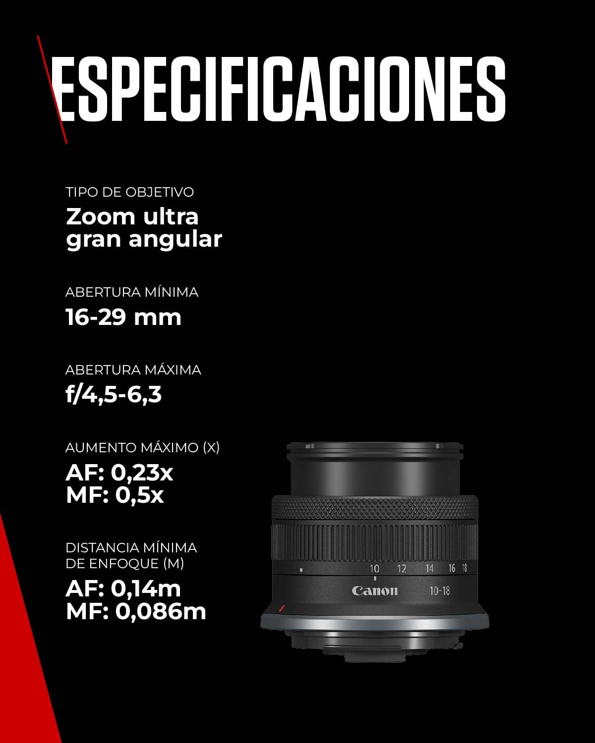 Canon Objetivo RF-S 10-18mm F4.5-6.3 IS STM - Zoom Ultra Gran Angular, Estabilizador Óptico 4 Pasos, Viajes y Arquitectura | Compatible Sistema EOS R