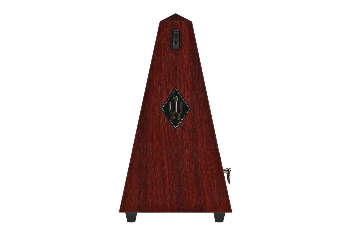 Wittner Metrónomo Taktell en forma de pirámide Sistema Maelzel Serie 845 - Carcasa de plástico - Sin campana - Grano de caoba - Mecánico con cuerda - No se requieren baterías - Hecho en Alemania