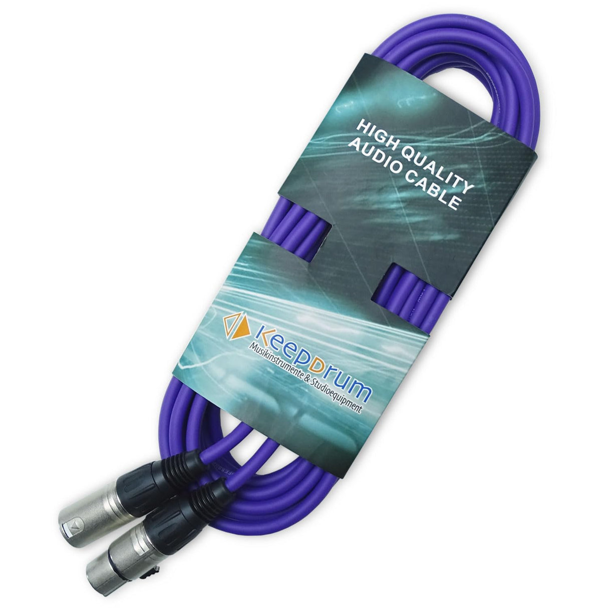 keepdrum Cable de micrófono XLR 10 m lila, naranja y negro, 3 unidades