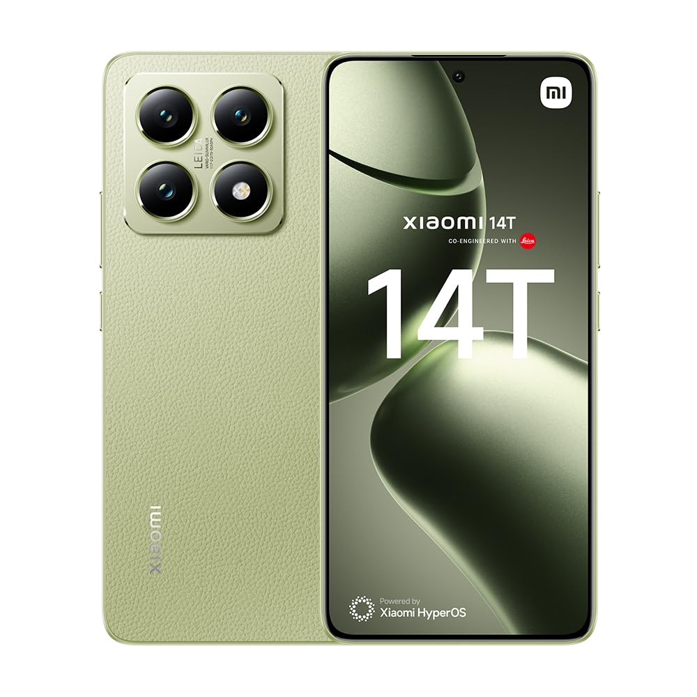 Xiaomi 14T – Smartphone de 12+256GB, Lentes Leica Summilux, MediaTek Dimensity 8300 Ultra, Pantalla AMOLED de 6,67'' 144Hz, HyperCharge 67W, Verde limón (Versión ES)
