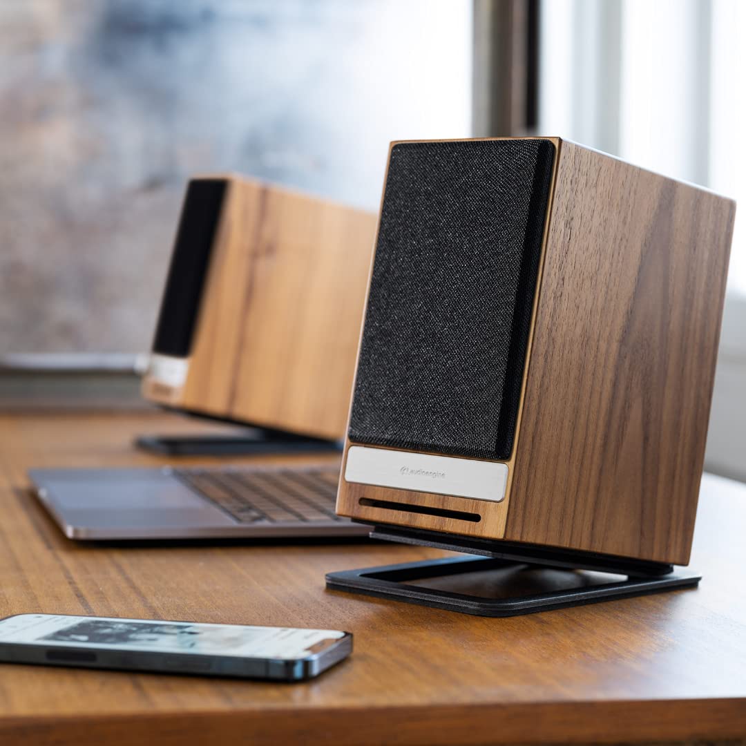 Audioengine HD4 Haut-Parleur Sans Fil Bluetooth | Haut-parleurs pour PC de Bureau, Enceinte Musicale pour la Maison aptX HD Bluetooth, d'Enceintes Stéréo de Bibliothèque Amplificateur Intégré (Noyer)