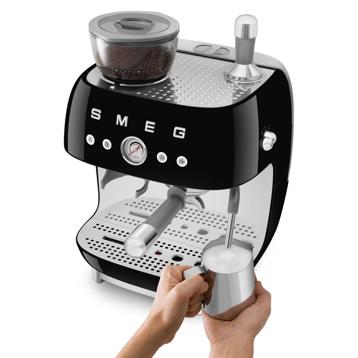SMEG EGF03BLEU Cafetera Espresso con Molinillo, Plastic, Black