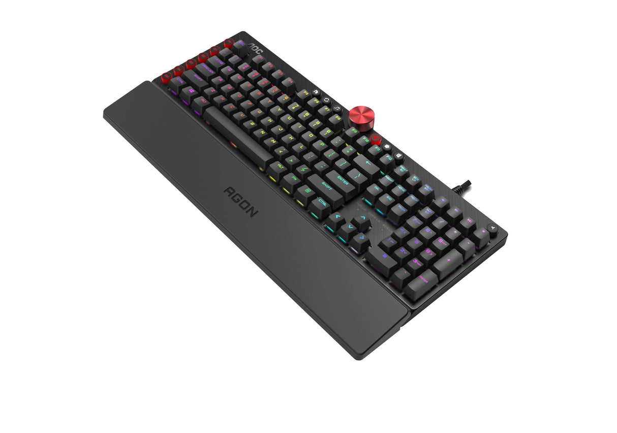 AOC AGON AKG700 Teclado de gaming - Teclado para PC con distribución en Italiano e interruptores Cherry MX Red, Anti-Ghosting, N-Key Rollover y software programable AOC G-Tools, negro