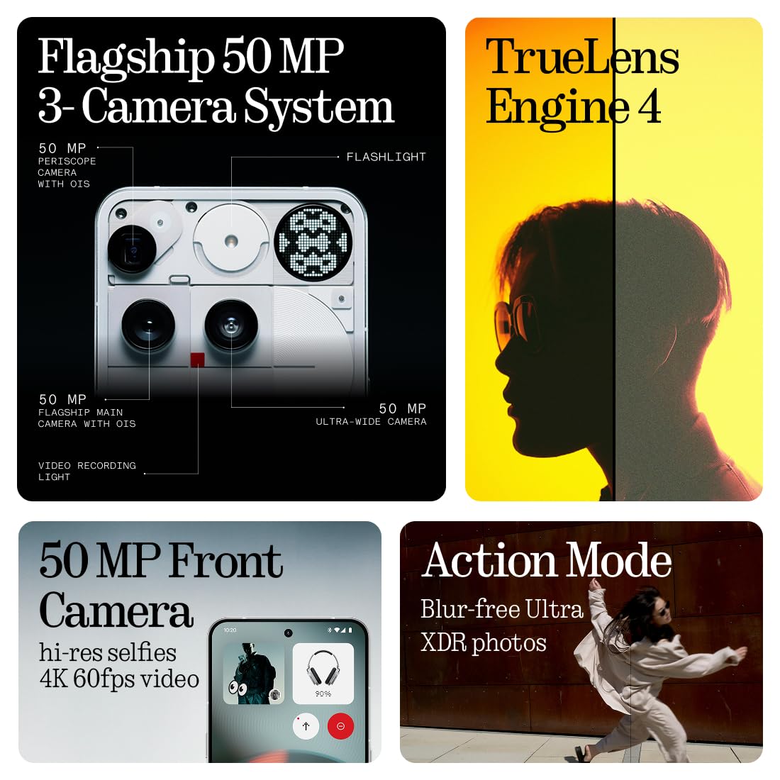 Nothing Phone (3) – Smartphone con Triple Cámara 50MP, Batería de Silicio Carbono de Larga Duración 24h, Pantalla AMOLED 6,67" con 120Hz y Glyph Matrix, 12GB + 256GB - Blanco