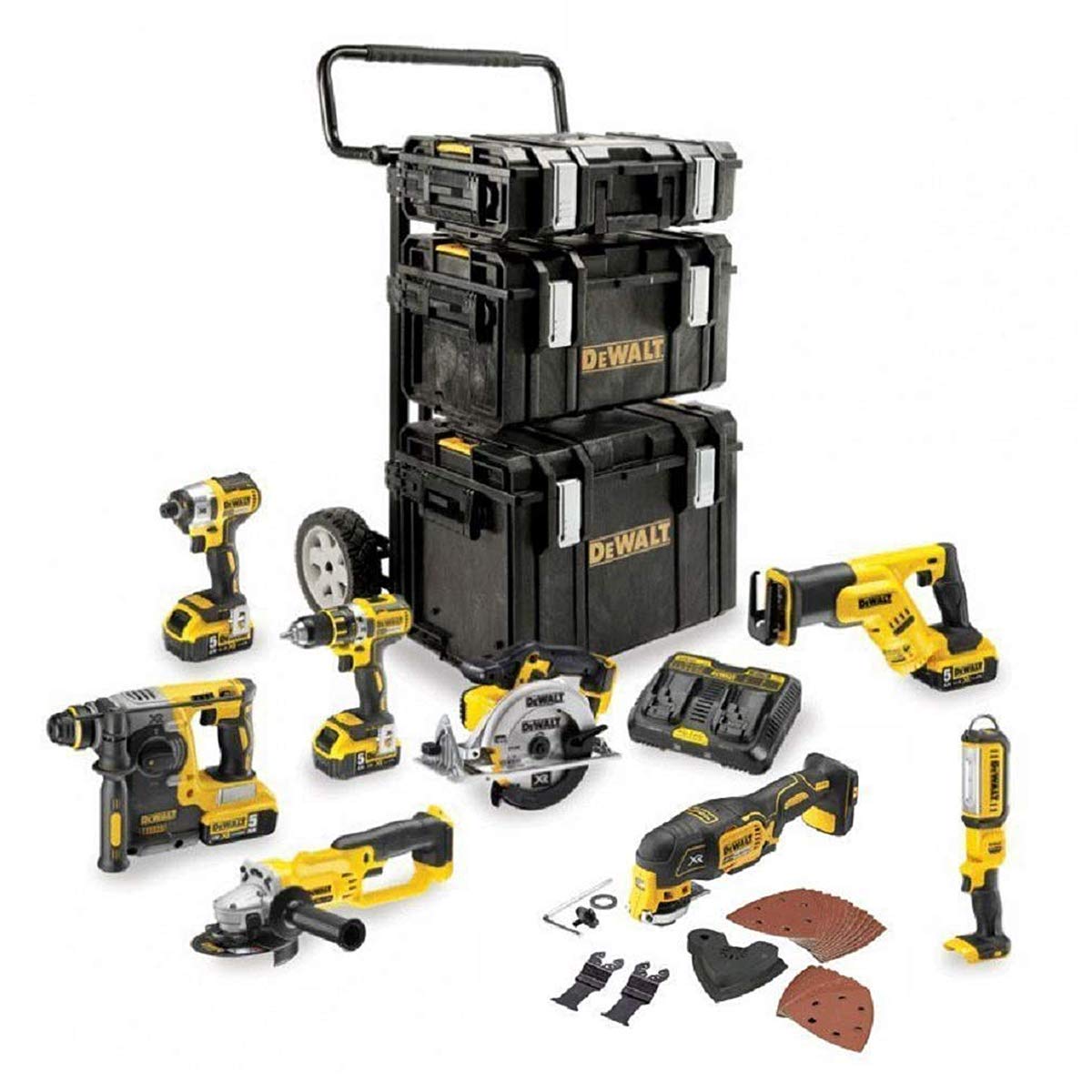DeWalt dck897p4-qw conjunto compuesto de 7 piezas de Outillage – 4 baterías incluidas, malettes y Trolley