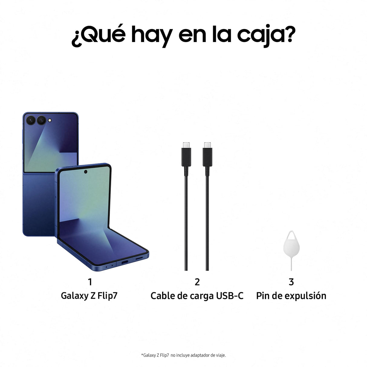 Samsung Galaxy Z Flip7 256GB - Móvil con IA, Diseño Plegable, Pantalla Amplia, Cámara Selfie 50MP, Procesador 3nm, Memoria 12GB, Azul Intenso, Garantía 3 Años + 1 año Extra (Versión Española)