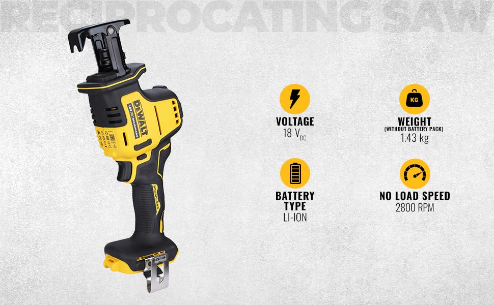 DEWALT Mini-Sierra Sable XR 18V sin cargador/batería, DCS369N-XJ