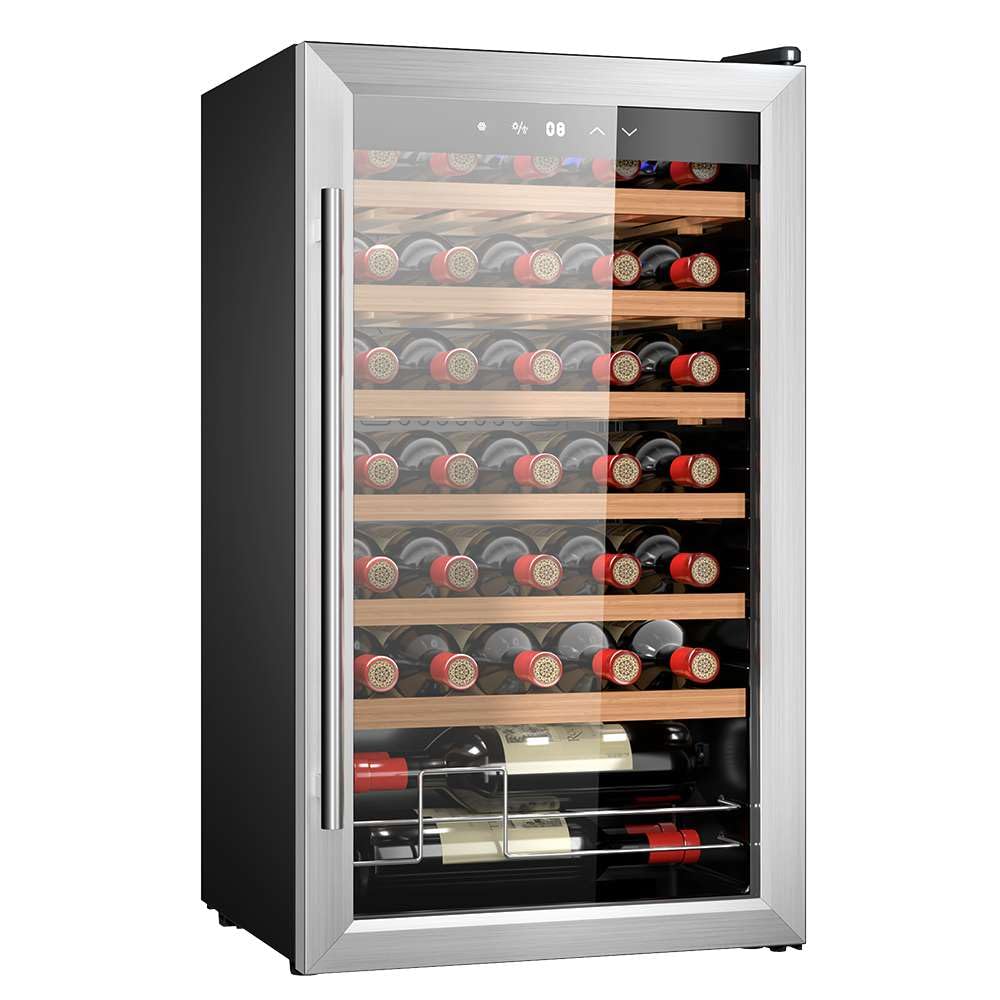 Cecotec Vinoteca 34 botellas Bolero grandsommelier 34030 inox compressor, 80 L, Enfriamiento por compresor, Temperatura regulable de 5 a 18ºC, Control táctil, Display, LED interior.
