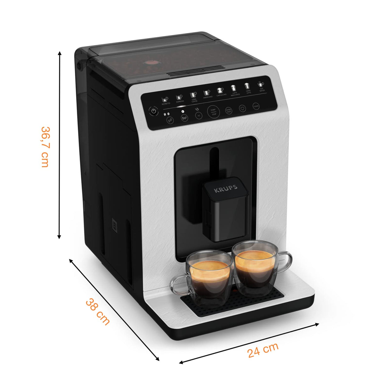 KRUPS Evidence Eco-Design, Cafetera automática, 7 bebidas preestablecidas, Cappuccino, Expresso, Bebidas lácteas, Sistema One-Touch, Hecho en Francia, Nube, Metal, YY4660FD