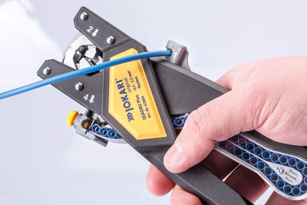 JOKARI J62000 - Herramienta de corte, pelado, torsión y crimpación de cables QUADRO Plus (0,5-2,5 mm²)