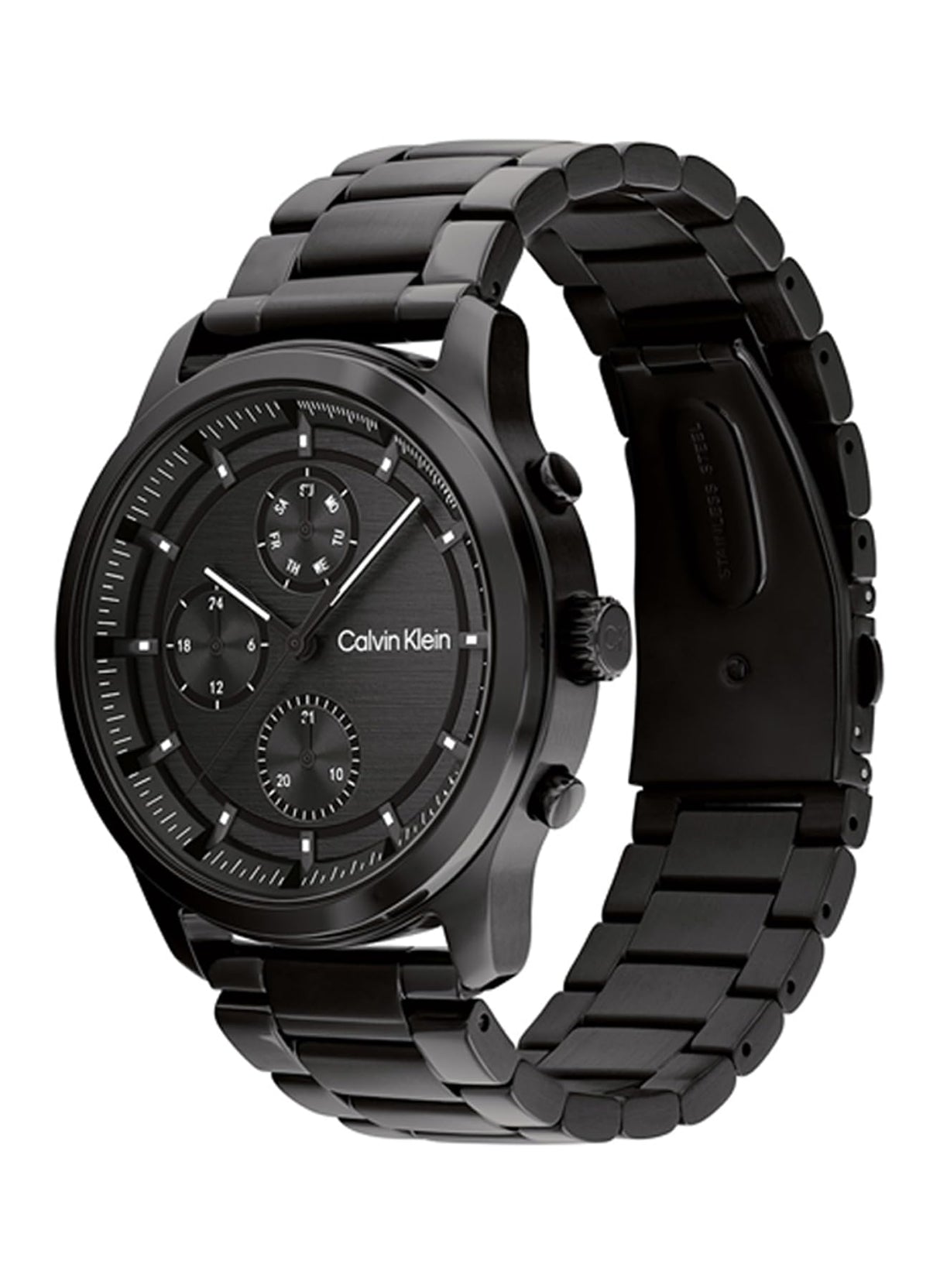 Calvin Klein Reloj Analógico de Cuarzo Multifunción para Hombre Colección Ambition con Correa de Acero Inoxidable Negra - 25200209