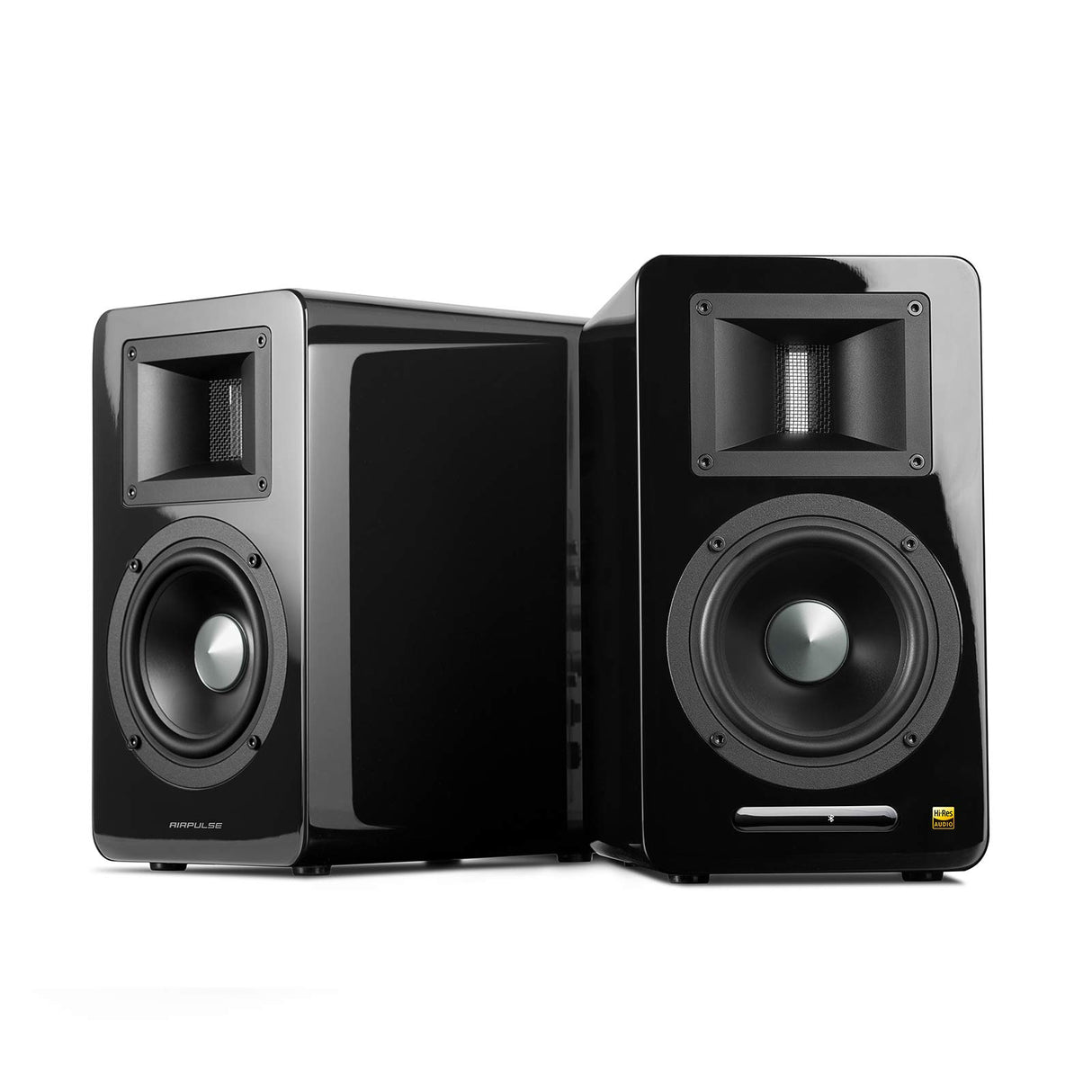 Airpulse Edifier A100 - Altavoz de estantería 2.0 (100 W) con Bluetooth V5.0 (aptX), Altavoz de Agudos con Cinta para Agudos precisos y claros, Posibilidades de conexión versátiles, Incluye Mando a