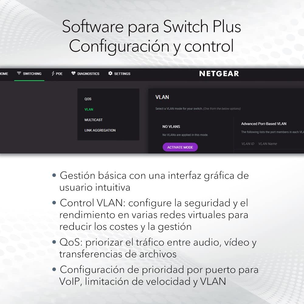NETGEAR Switch Ethernet, 8 Puertos, conmutador de Red Gigabit Ethernet Plus (GS308EPP) - con 8 x PoE+ @ 123W
