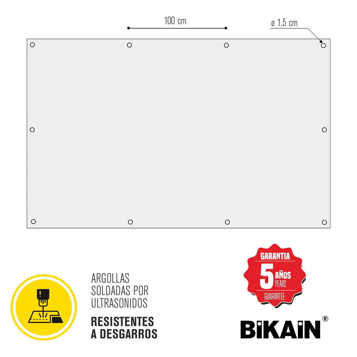 Bikain - Lona Impermeable Exterior - 8x12 Metros - 120g/m2 Reforzada - Argollas Antidesgarro - Toldo 100% Impermeable y 100% Protección UV - Cubretodo Múltiples Usos - 3 Capas Laminado Cruzado