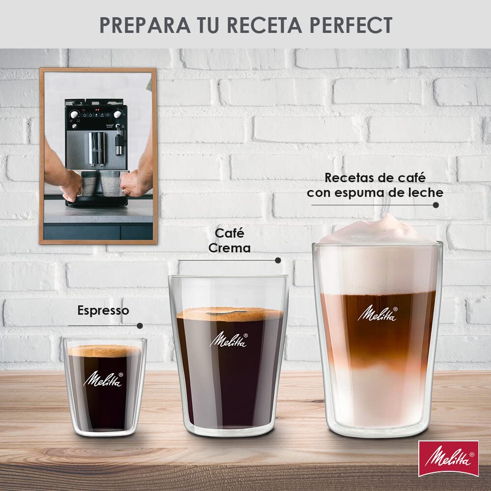 Melitta Avanza F270-100 Mystic Titan - Cafetera superautomática compacta con molinillo silencioso, máquina de café con capuchinador easy, depósitos XL, modo doble taza y limpieza automática, 1,5 L