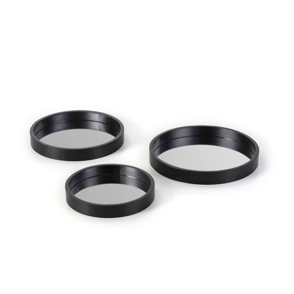 SET/3 BANDEJA 40X5 CM / 36X5 CM / 30X5 CM CRISTAL/MADERA NEGRO