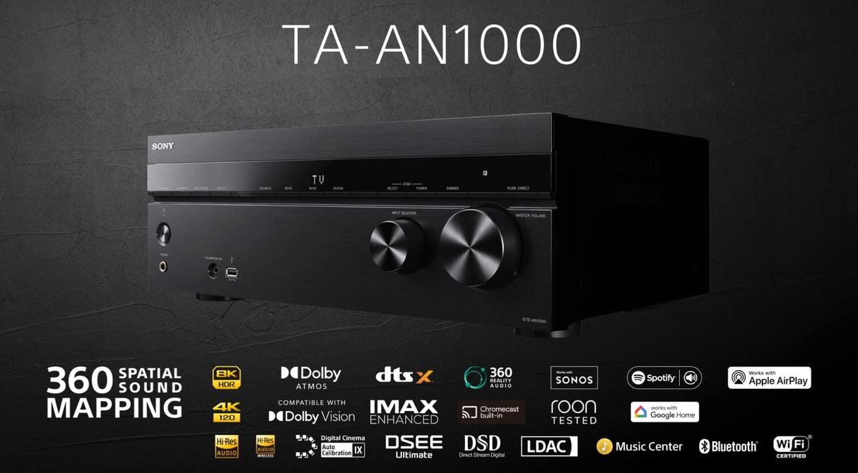 Sony TA-AN1000 Amplificador AV 8K de 7.2 Canales con 360 Sonido Espacial