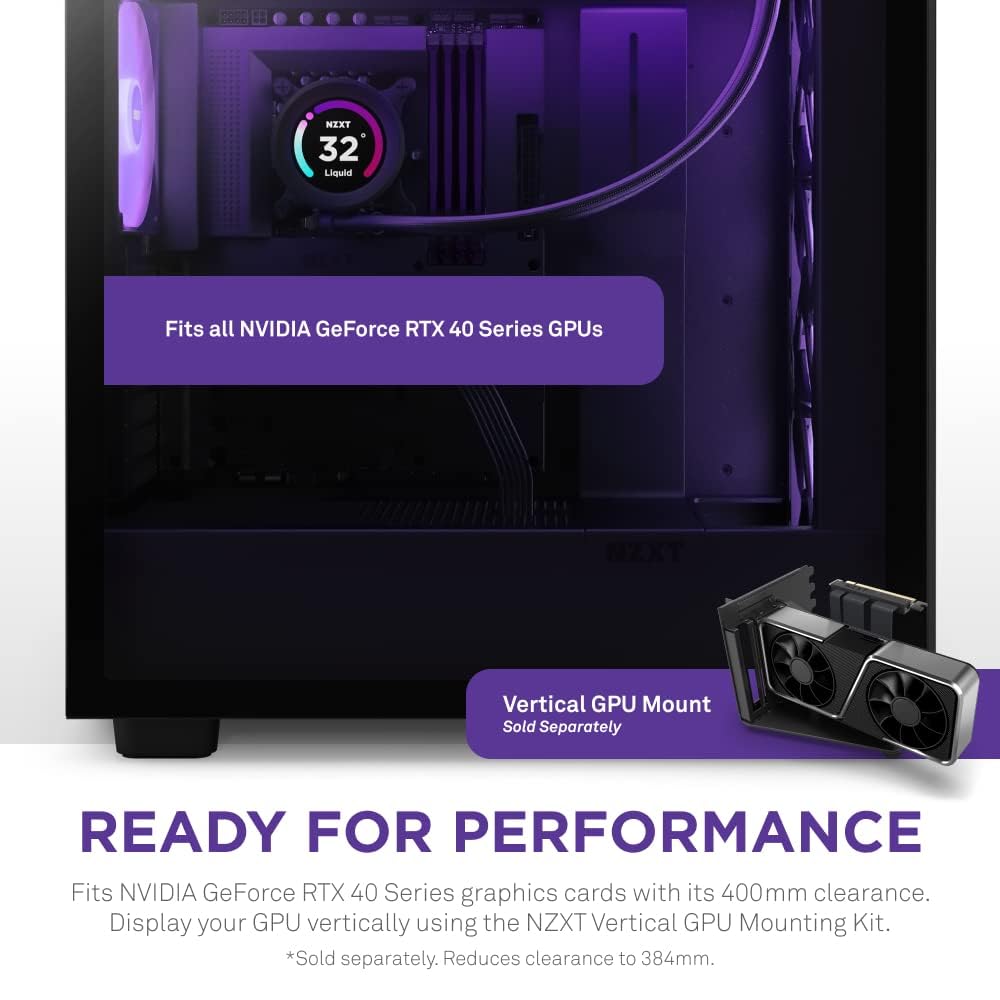 NZXT H7 Elite - CM-H71EB-02 - ATX Mid Tower PC Gaming Case - Puerto USB tipo C de E/S frontal - Panel lateral de vidrio templado de liberación rápida - Negro (2023)