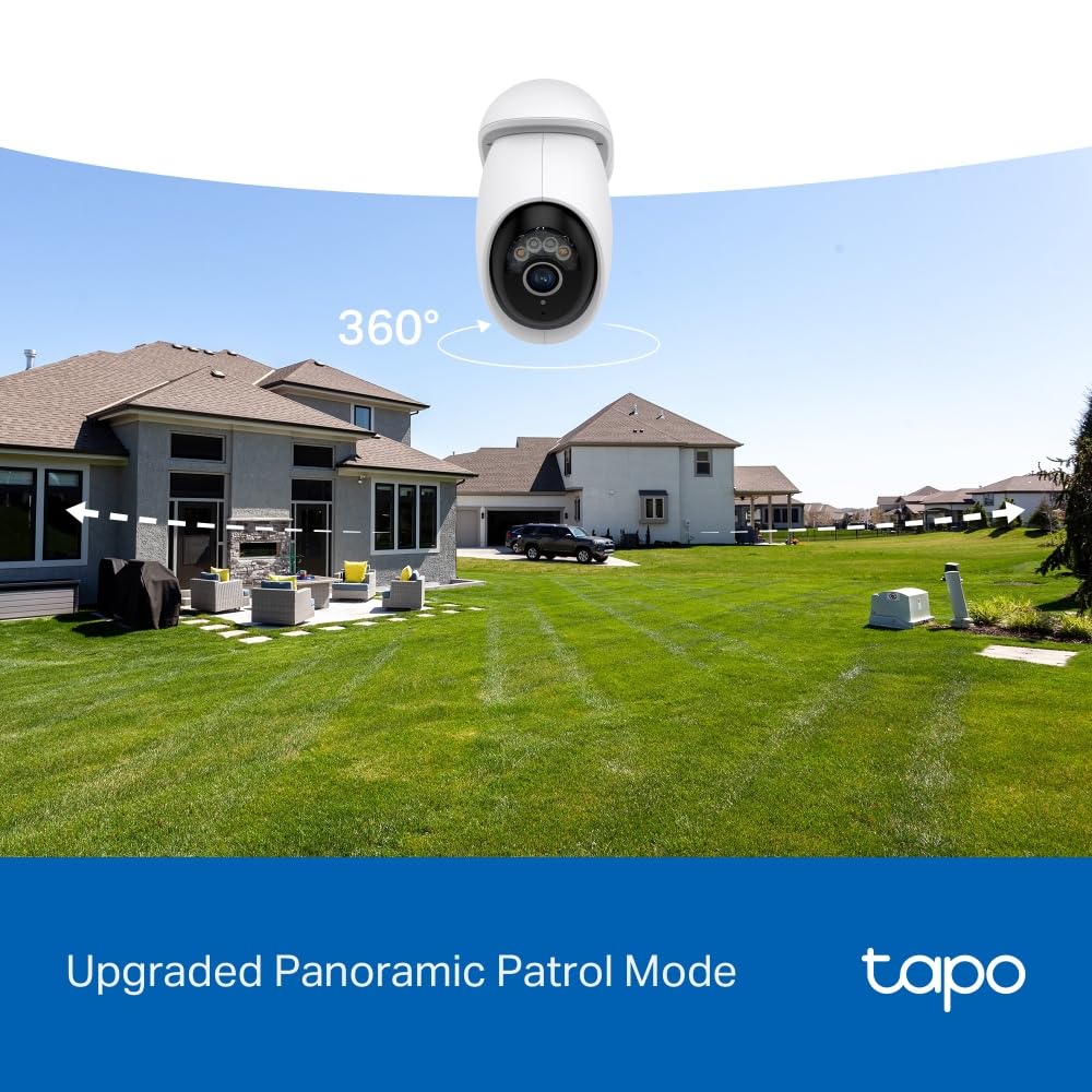 Tapo C560WS, Cámara de Seguridad Exterior Wi‑Fi 6 4K 8 MP, Pan/Tilt 360° AI, Visión Nocturna Color Starlight, Reconocimiento Facial, Zoom Digital 18×, Alarma Luz/Sonido, IP66, Audio Bidireccional