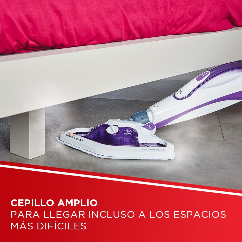 Polti Vaporetto SV440 Doble, Escoba a Vapor 2 en 1 con Limpiador Portátil, Potencia Máxima 1500 W, 11 Accesorios Incluidos, Calentamiento en 15 Segundos, Depósito Extraíble, Blanco y Morado