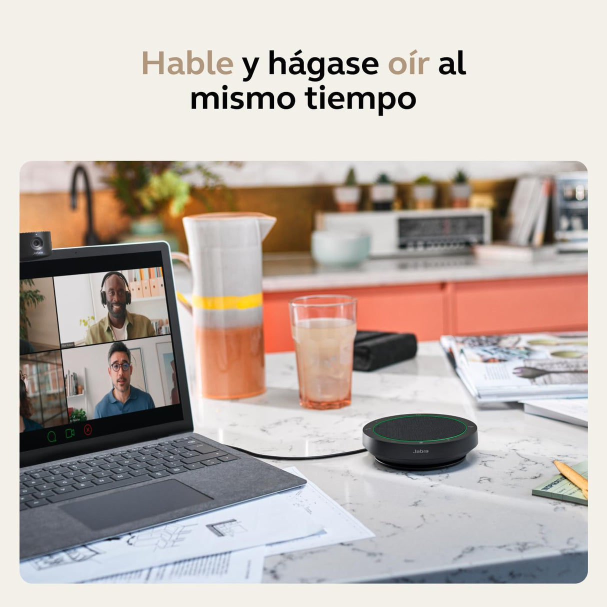 Jabra Speak2 40 Altavoz Portátil, 4 Micrófonos, Cancelación de Ruido, 50 mm de Alto Alcance, Audio de Banda Ancha y Conexiones USB-A y USB-C, Certificado para Zoom y Google Meet, Gris Oscuro