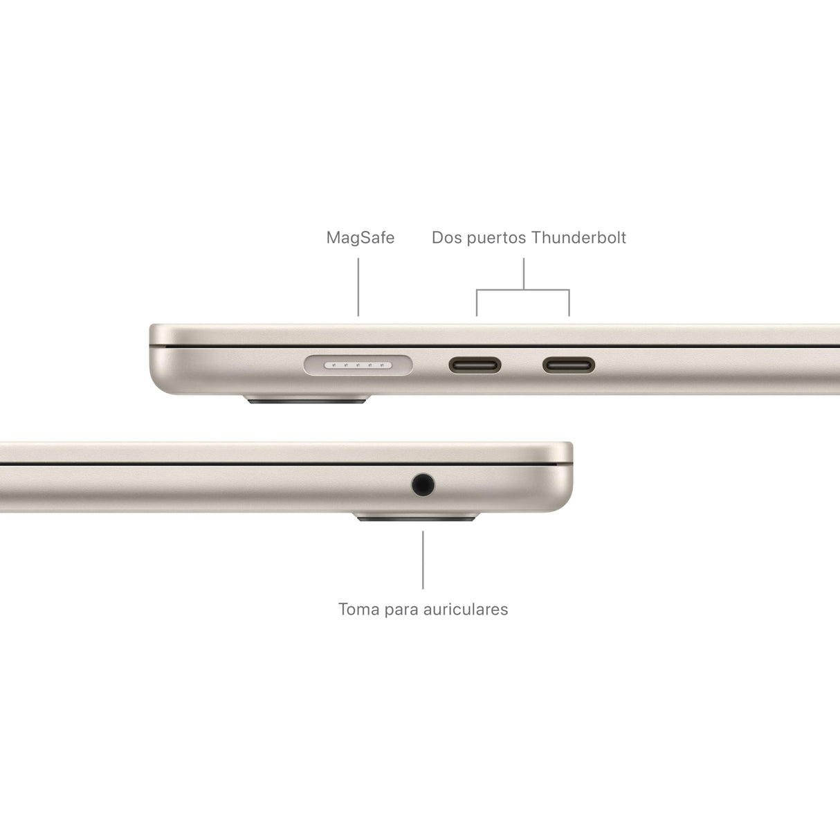 Apple 2024 MacBook Air de 15 Pulgadas con Chip M3 de Apple: Pantalla Liquid Retina de 15,3 Pulgadas, 8 GB de Memoria unificada, SSD de 256 GB, cámara FaceTime HD a 1080p, Touch ID, Blanco Estrella