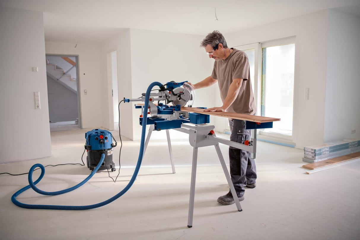 Bosch Professional ingletadora telescópica GCM 305-216 D (cortes hasta 66 x 305 mm, incl. 1 disco de sierra, 2 soportes de pieza, saco para polvo, mordaza)